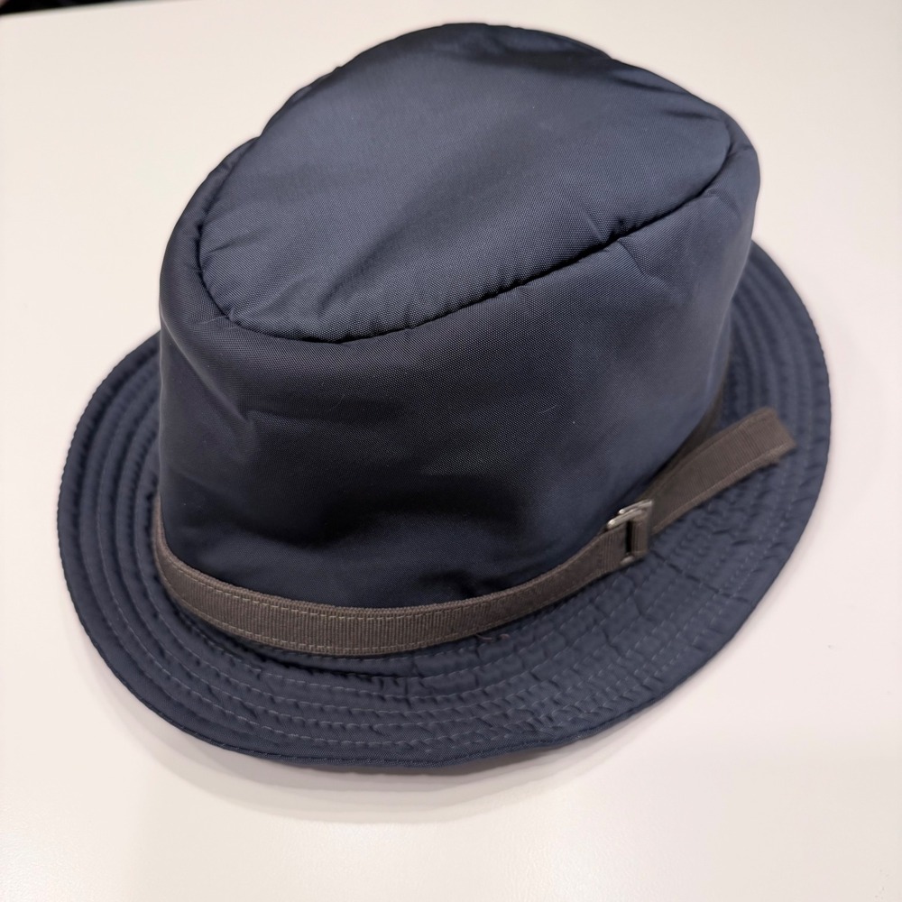 Grevi Firenze Navy Polyamide Fedora Bucket Hat Fleece Lined Made in Italy Size M